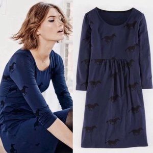 Boden Navy Blue Horse Print Dress Size 4